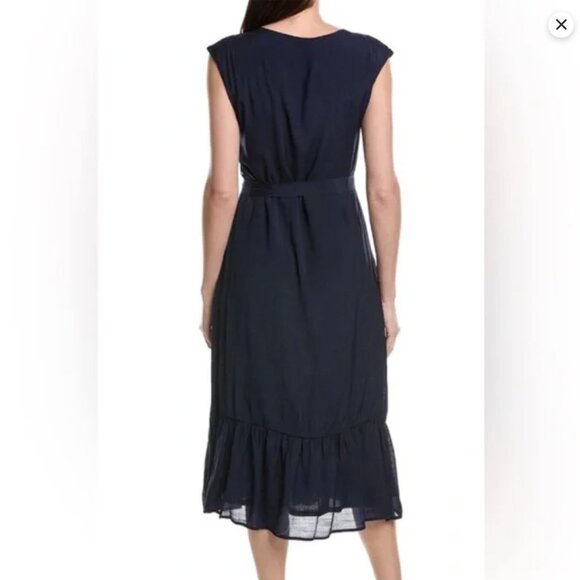 NWT Nanette Lepore Caribbean Texture Navy Blue Midi Dress Women's 10 *NO Belt - Picture 2 of 14